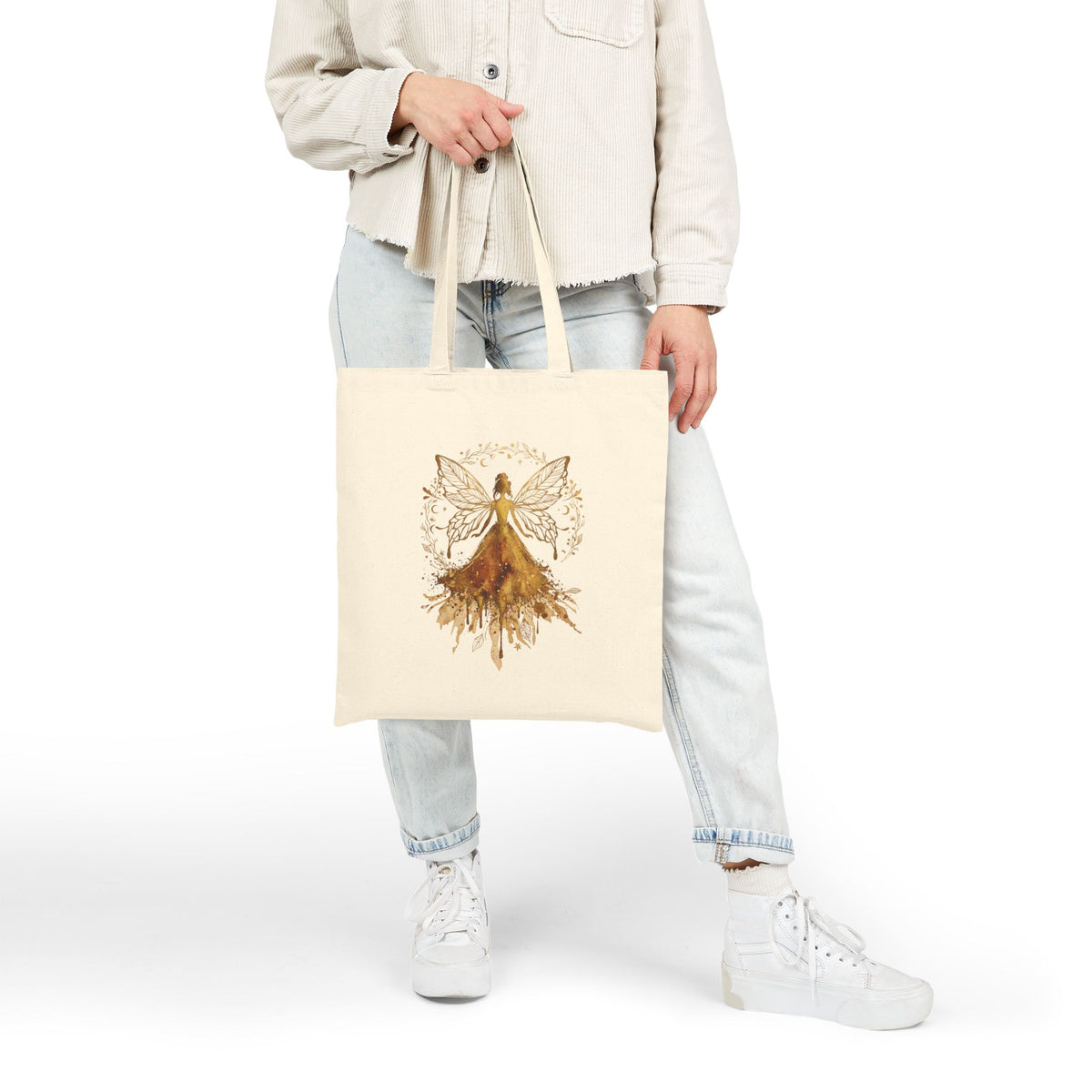 Golden Earth Fairy Canvas Tote — Whimsical Eco  Bag