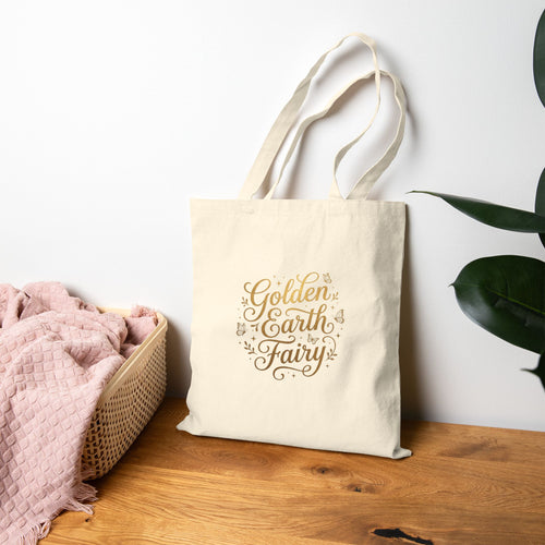 Golden Earth Fairy Canvas Tote — Whimsical Eco  Bag