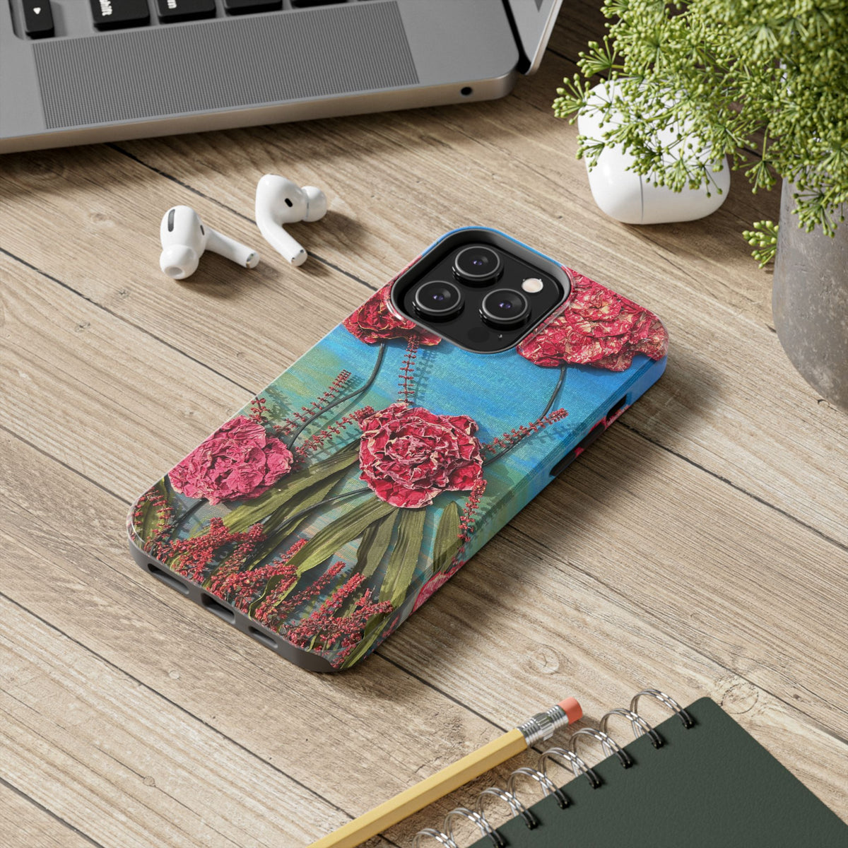 Pink Carnation Garden Tough Phone Case — Hand-Painted Floral, Faith-Inspired Protective Cover