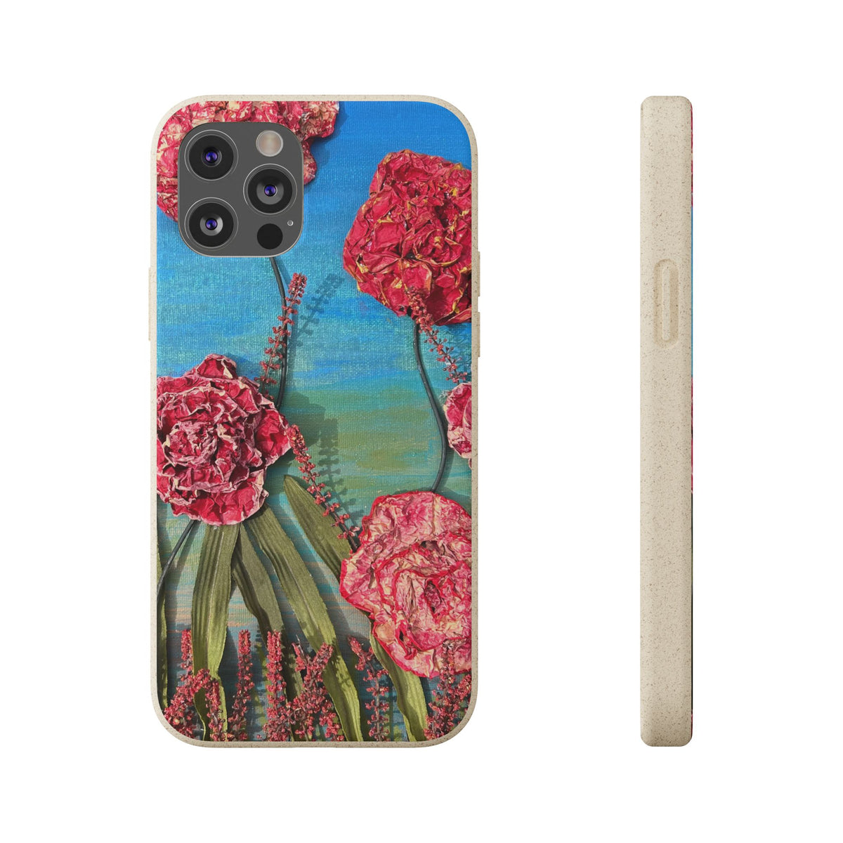 Biodegradable Floral Phone Case — Pink Carnation Eco-Friendly iPhone Cover